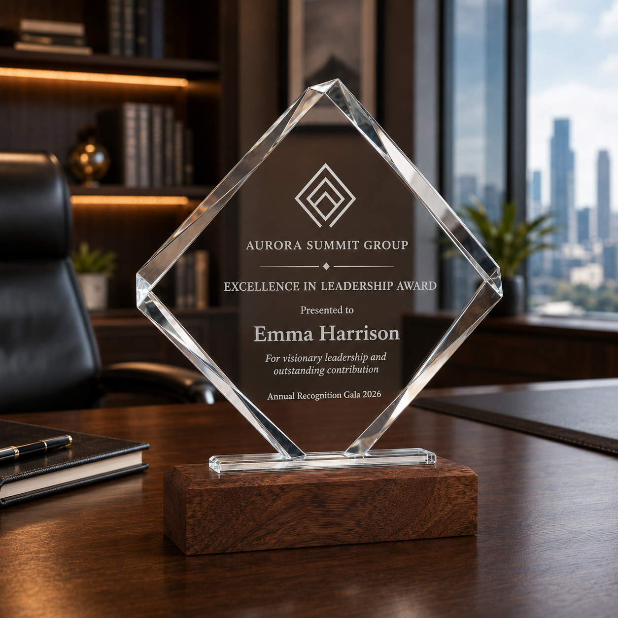 Personalized Square Crystal Trophy