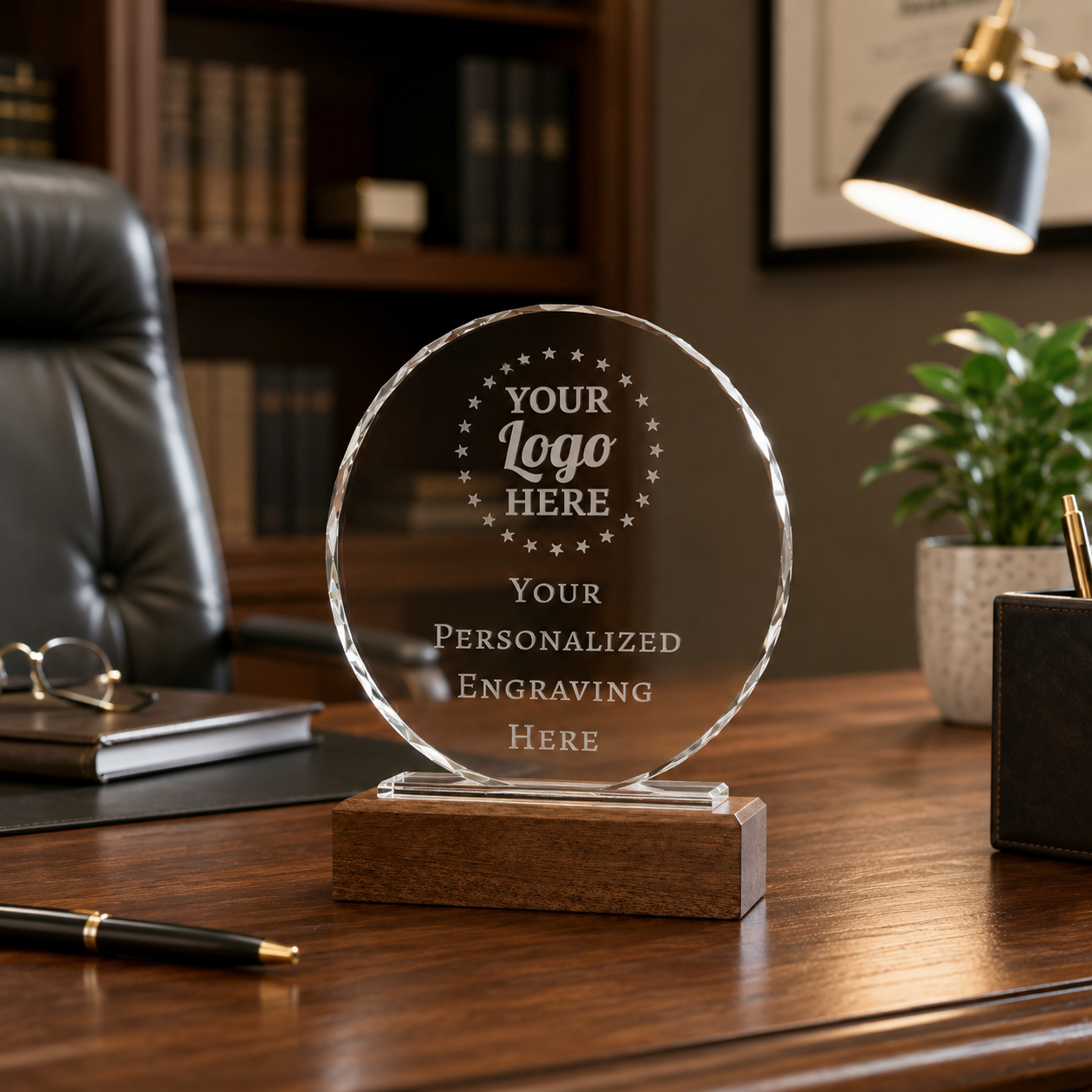 Personalized Round Crystal Trophy