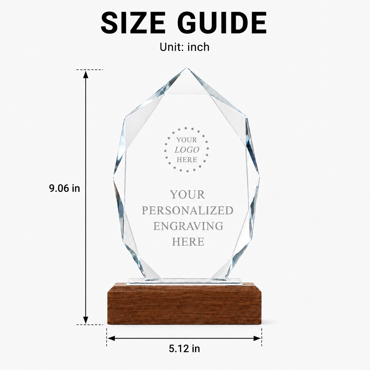 Trophée en cristal personnalisé en forme d'arbre