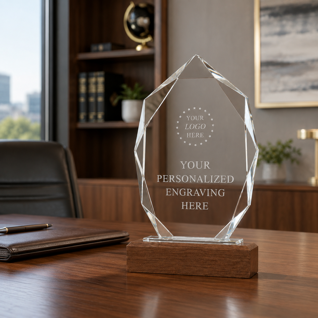 Trophée en cristal personnalisé en forme d'arbre