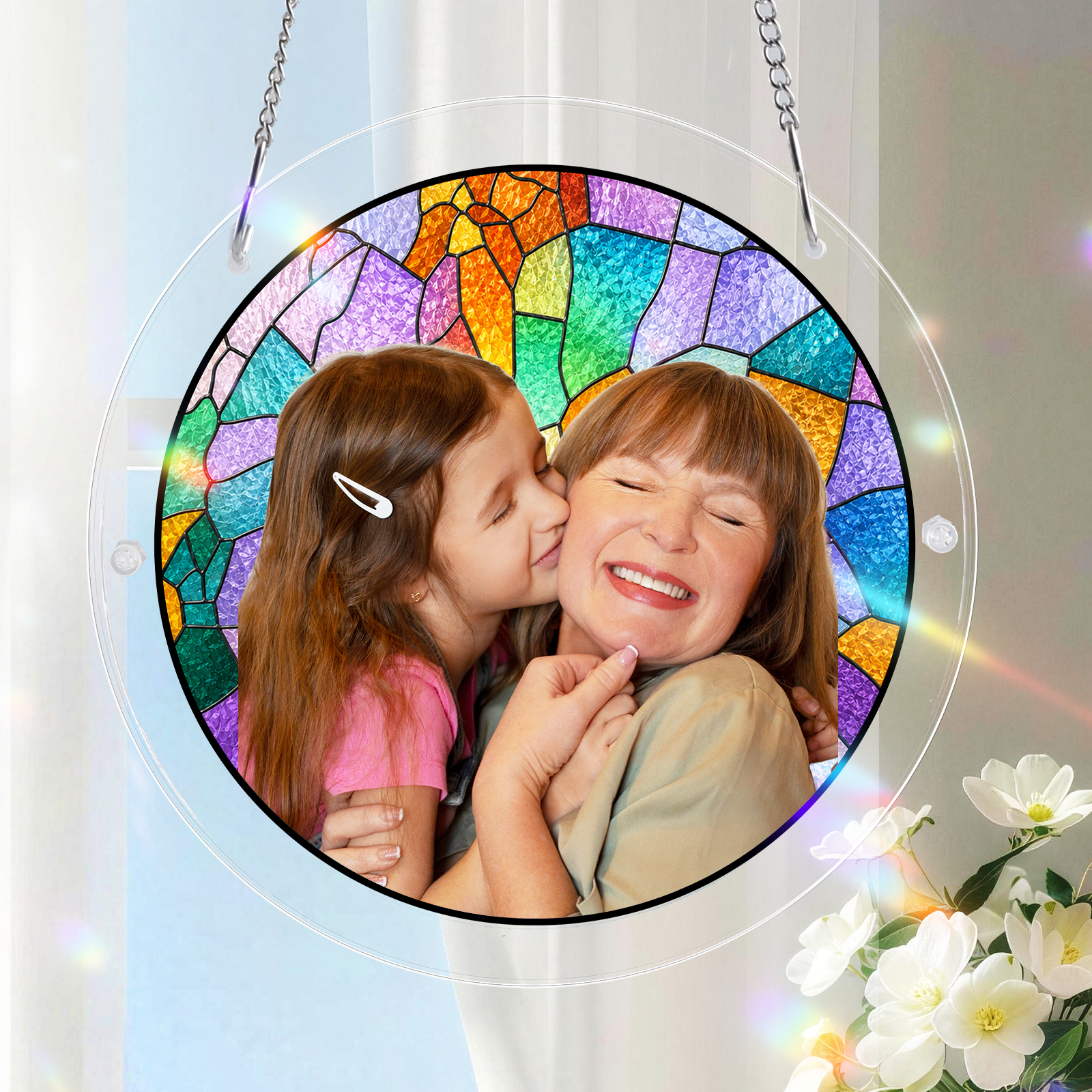 Custom Photo Portrait Parents Family-Acrylic Puzzle Suncatcher