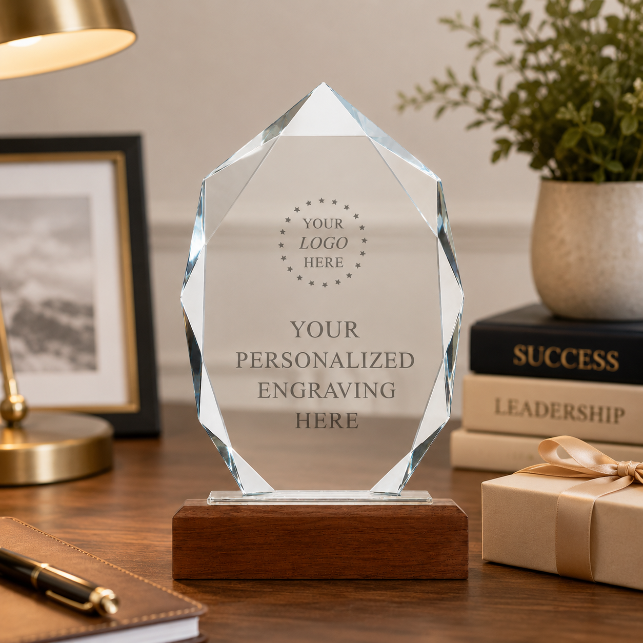 Trophée en cristal personnalisé en forme d'arbre