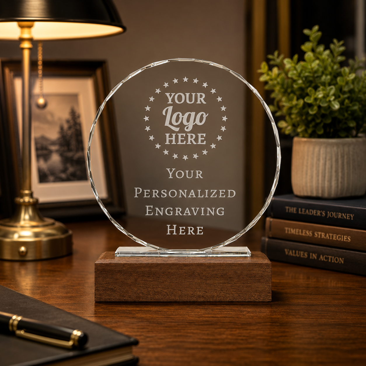 Personalized Round Crystal Trophy