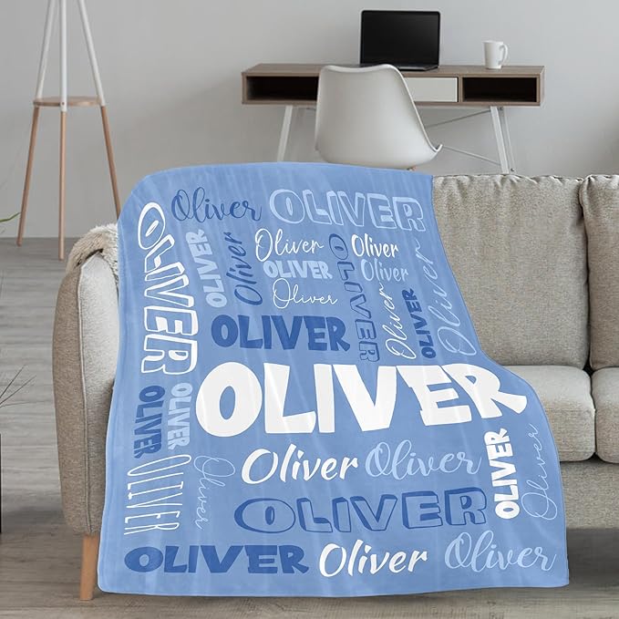Personalized Blanket - Custom Flannel Fleece Blanket with Name - Giftula